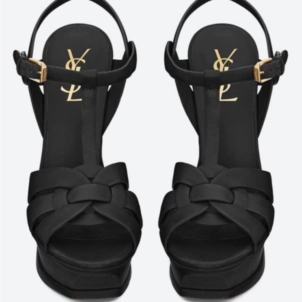 YSL Yves Saint Laurent tribute leather platform heels in smooth leather 37 1/2